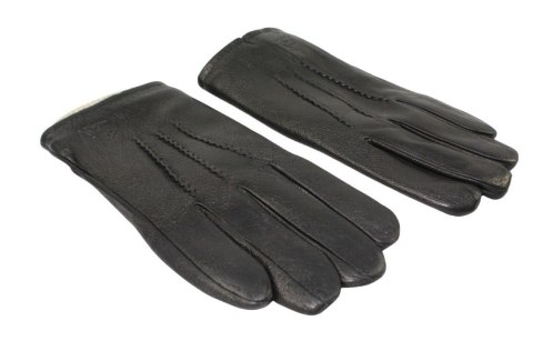 Rękawiczki Męskie PolskaGalanteria Ocieplane Z Jasnym Ściągaczem Ze Skóry Renifera Rozmiar 11 CZARNE