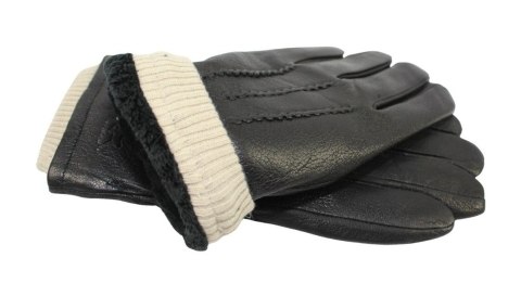 Rękawiczki Męskie PolskaGalanteria Ocieplane Z Jasnym Ściągaczem Ze Skóry Renifera Rozmiar 12 CZARNE