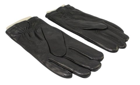 Rękawiczki Męskie PolskaGalanteria Ocieplane Z Jasnym Ściągaczem Ze Skóry Renifera Rozmiar 12 CZARNE