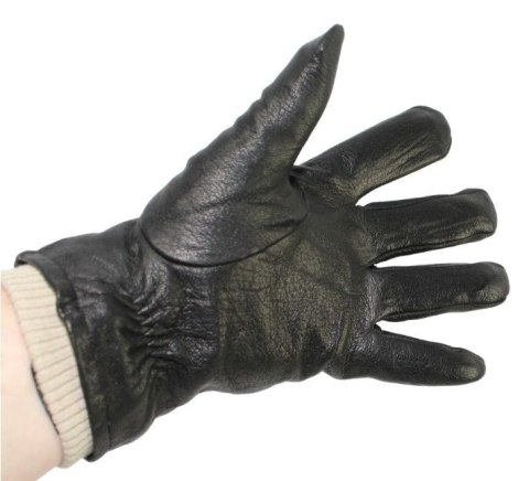 Rękawiczki Męskie PolskaGalanteria Ocieplane Z Jasnym Ściągaczem Ze Skóry Renifera Rozmiar 12 CZARNE