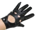 Rękawiczki Skórzane Samochodowe Z wycięciami PolskaGalanteria Ze Skóry Cielęcej Rozmiar 11 1/2 CZARNE