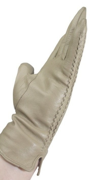 Skórzane Ocieplane Rękawiczki Damskie PolskaGalanteria.pl Ze Skóry Naturalnej CAPPUCINO o Rozmiar 9