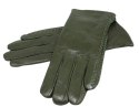 Skórzane Ocieplane Rękawiczki Damskie PolskaGalanteria.pl Ze Skóry Naturalnej CIEMNE OLIWKOWE Rozmiar 7 1/2 