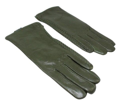 Skórzane Ocieplane Rękawiczki Damskie PolskaGalanteria.pl Ze Skóry Naturalnej CIEMNE OLIWKOWE Rozmiar 7 1/2 