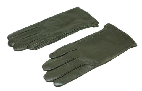 Skórzane Ocieplane Rękawiczki Damskie PolskaGalanteria.pl Ze Skóry Naturalnej CIEMNE OLIWKOWE Rozmiar 7 1/2 