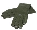Skórzane Ocieplane Rękawiczki Damskie PolskaGalanteria.pl Ze Skóry Naturalnej CIEMNE OLIWKOWE Rozmiar 8 1/2 