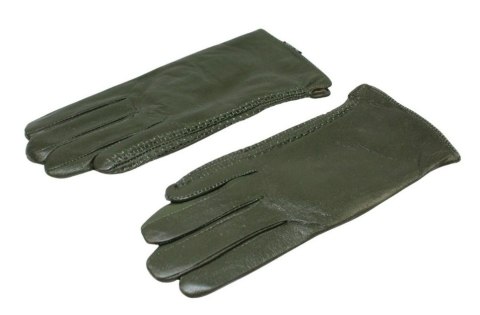Skórzane Ocieplane Rękawiczki Damskie PolskaGalanteria.pl Ze Skóry Naturalnej CIEMNE OLIWKOWE Rozmiar 8 