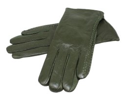 Skórzane Ocieplane Rękawiczki Damskie PolskaGalanteria.pl Ze Skóry Naturalnej CIEMNE OLIWKOWE Rozmiar 9