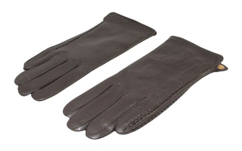 Skórzane Ocieplane Rękawiczki Damskie PolskaGalanteria.pl Ze Skóry Naturalnej CZEKOLADOWE o Rozmiar 7 1/2