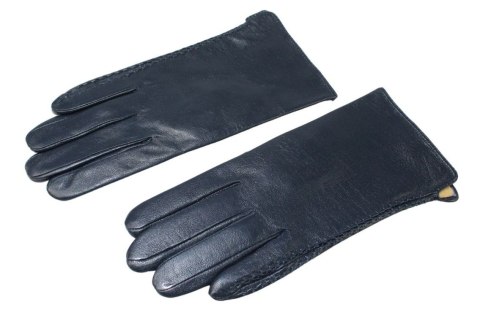 Skórzane Ocieplane Rękawiczki Damskie PolskaGalanteria.pl Ze Skóry Naturalnej GRANATOWE Rozmiar 9