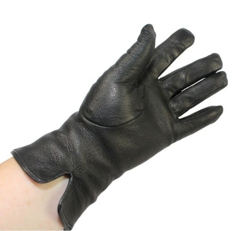 Skórzane Ocieplane Rękawiczki Damskie PolskaGalanteria.pl Ze Skóry Naturalnej Renifera Z Górnym Ściągaczem CZARNE Rozmiar 7 1/2