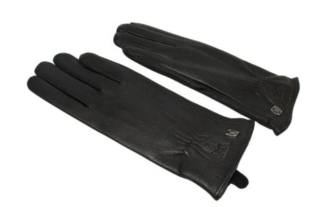 Skórzane Ocieplane Rękawiczki Damskie PolskaGalanteria.pl Ze Skóry Naturalnej Renifera Z Górnym Ściągaczem CZARNE Rozmiar 8 1/2