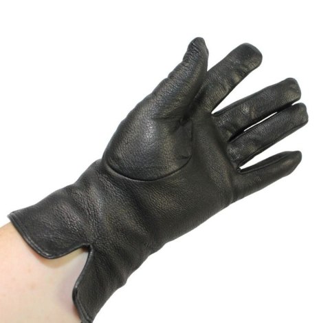 Skórzane Ocieplane Rękawiczki Damskie PolskaGalanteria.pl Ze Skóry Naturalnej Renifera Z Górnym Ściągaczem CZARNE Rozmiar 8 1/2