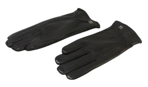 Skórzane Ocieplane Rękawiczki Damskie PolskaGalanteria.pl Ze Skóry Naturalnej Renifera Z Górnym Ściągaczem CZARNE Rozmiar 8