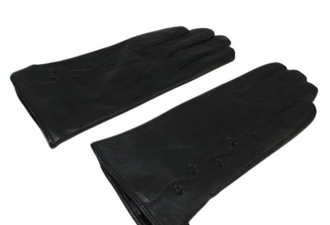 Skórzane Ocieplane Rękawiczki Damskie PolskaGalanteria.pl Ze Skóry Naturalnej Z Wzorkiem CZARNE Rozmiar 8