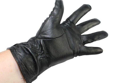 Skórzane Ocieplane Rękawiczki Damskie PolskaGalanteria.pl Ze Skóry Naturalnej Z Wzorkiem CZARNE Rozmiar 8