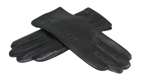 Skórzane Ocieplane Rękawiczki Damskie PolskaGalanteria.pl Ze Skóry Naturalnej Z Wzorkiem CZARNE Rozmiar 9