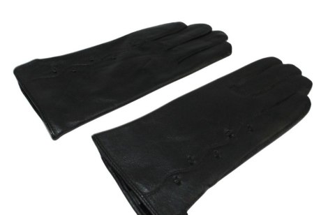 Skórzane Ocieplane Rękawiczki Damskie PolskaGalanteria.pl Ze Skóry Naturalnej Z Wzorkiem CZARNE Rozmiar 9