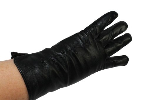 Skórzane Ocieplane Rękawiczki Damskie PolskaGalanteria.pl Ze Skóry Naturalnej Z Wzorkiem CZARNE Rozmiar 9