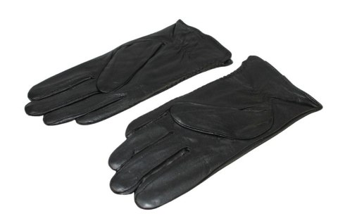 Skórzane Ocieplane Rękawiczki Damskie PolskaGalanteria.pl Ze Skóry Naturalnej Z Wzorkiem Podwójna Nitka CZARNE Rozmiar 7