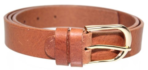 Pasek Damski Skórzany CEZ-MAR (PL) Skóra Licowa EXTRA 30 mm Złota Klamra Surowa Skóra BRĄZOWY