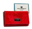 Portfel Damski Skórzany Peterson Klamra I Klapka Skóra Naturalna RFID PTN PS-108 CZERWONY 14 x 9 x 3 [cm]