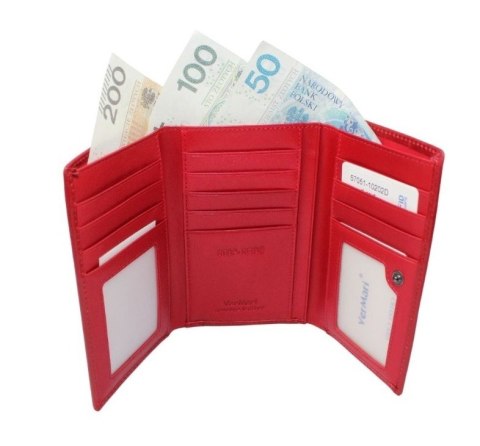 Portfel Damski Skórzany VERMARI 57501 Skóra Naturalna 15 cm Suwak Na Zewnątrz 15,5 x 9 x 3 [cm]