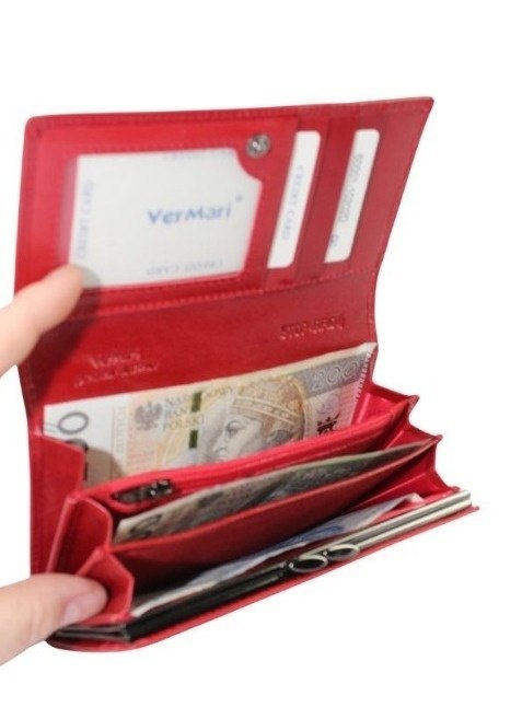 Portfel Damski Skórzany VERMARI Klasyczny Na Klamrę Skóra Naturalna 60001 19 x 9,5 x 3 [cm]