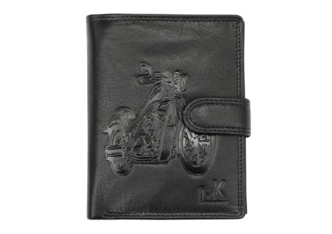 Portfel Męski Skórzany MONEY KEPPER Duży Pionowy Z Zapinką Dwa Skrzydełka CC5601B-4 RFID ,,MOTOCYKL,, CZARNY 13 x 10 x 2 [cm]