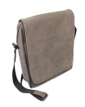 Skórzana Torba Na Ramię Pionowa GRETOS (PL) Listonoszka Z Klapką CZEKOLADOWA ZAMSZOWA 37 x 30 x 7 [cm]