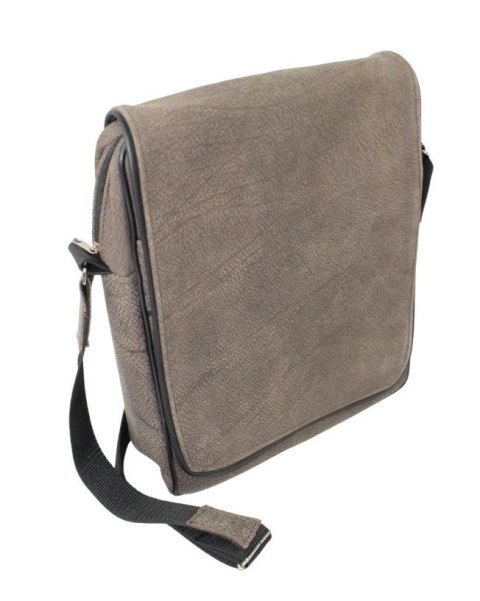 Skórzana Torba Na Ramię Pionowa GRETOS (PL) Listonoszka Z Klapką CZEKOLADOWA ZAMSZOWA 37 x 30 x 7 [cm]