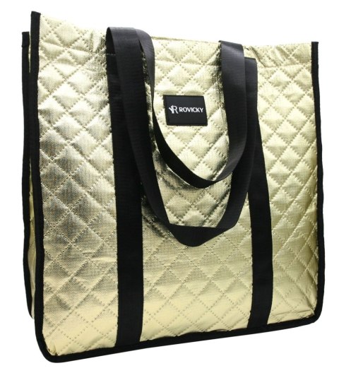 Torebka Damska Materiałowa Rovicky (PL) RSPV 001 ZŁOTA Na Suwak 40 x 41 x 15 [cm]