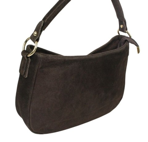 Torebka Skórzana LUKA 24-085 Skóra Naturalna Zamszowa Czekoladowa 30 x 20 x 9 [cm]