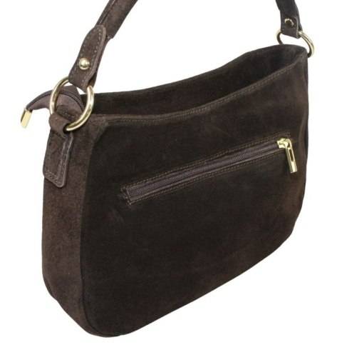 Torebka Skórzana LUKA 24-085 Skóra Naturalna Zamszowa Czekoladowa 30 x 20 x 9 [cm]