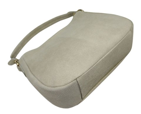 Torebka Skórzana LUKA 24-085 Skóra Naturalna Zamszowa Kremowa 30 x 20 x 9 [cm]