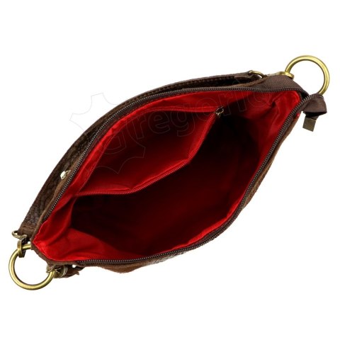 Torebka Skórzana LUKA CROCO MOKKA 26-027 Skóra Naturalna BORDOWA Mozajka 27 x 24 x 16 [cm]