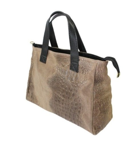 Torebka Skórzana LUKA CROCO Skóra Naturalna KAWA Z MLEKIEM 26-034 38 x 26 x 12 [cm]