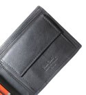 Portfel Męski Skórzany PIERRE CARDIN Skóra Licowa Duży Poziomy Bez Zapięcia CZARNY Z Niebieskim Paskiem 8806